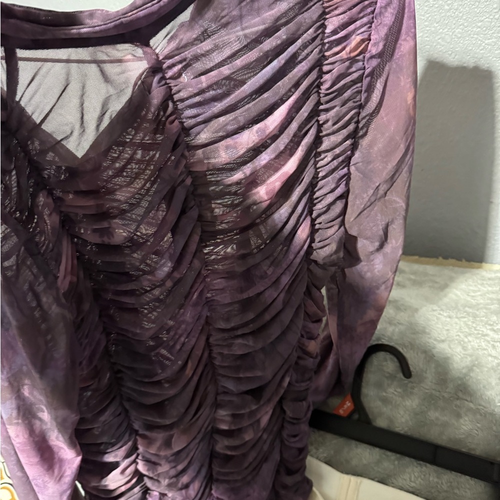 Women’s Purple Ruched Button-Front Top by - Picture 3 of 4